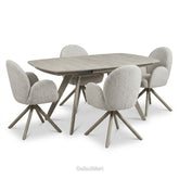 Cambridge Sintered Stone Extendable Dining Table Beige with Gstaad Beige Bouclé Dining Chairs | GalaxiMart
