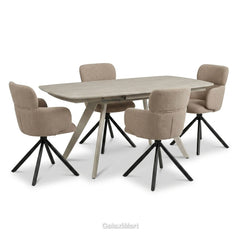 Cambridge Sintered Stone Extendable Dining Table Beige with Tunscay Beige Dining Chairs | GalaxiMart