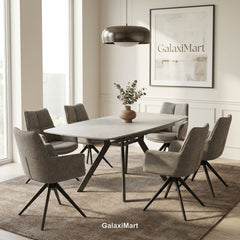 Cambridge Sintered Stone Extendable Dining Table Grey with Ar60 Taupe Dining Chairs | GalaxiMart