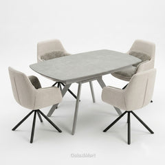 Cambridge Sintered Stone Extendable Dining Table Grey with Carpi Beige Dining Chairs | GalaxiMart