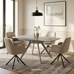 Cambridge Sintered Stone Extendable Dining Table Grey with Carpi Beige Dining Chairs | GalaxiMart