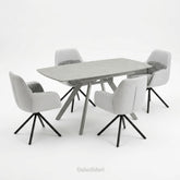 Cambridge Sintered Stone Extendable Dining Table Grey with Carpi Grey Dining Chairs | GalaxiMart