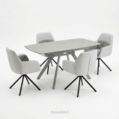 Cambridge Sintered Stone Extendable Dining Table Grey with Carpi Grey Dining Chairs | GalaxiMart