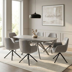 Cambridge Sintered Stone Extendable Dining Table Grey with Carpi Grey Dining Chairs | GalaxiMart