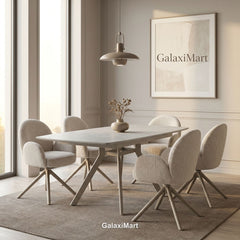 Cambridge Sintered Stone Extendable Dining Table Grey with Gstaad Beige Bouclé Dining Chairs | GalaxiMart