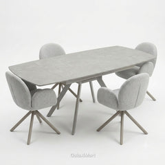 Cambridge Sintered Stone Extendable Dining Table Grey with Gstaad Grey Bouclé Dining Chairs | GalaxiMart