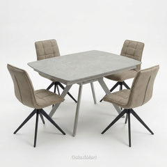 Cambridge Sintered Stone Extendable Dining Table Grey with Luna Dining Chairs | GalaxiMart