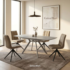 Cambridge Sintered Stone Extendable Dining Table Grey with Luna Dining Chairs | GalaxiMart