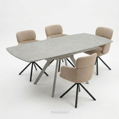 Cambridge Sintered Stone Extendable Dining Table Grey with Tunscay Beige Dining Chairs | GalaxiMart