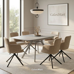 Cambridge Sintered Stone Extendable Dining Table Grey with Tunscay Beige Dining Chairs | GalaxiMart