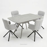 Cambridge Sintered Stone Extendable Dining Table Grey with Tunscay Grey Dining Chairs | GalaxiMart