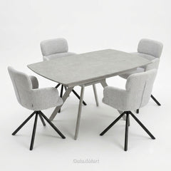 Cambridge Sintered Stone Extendable Dining Table Grey with Tunscay Grey Dining Chairs | GalaxiMart