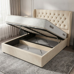 Cream Camden Ottoman Bed with Gas-Lift Storage