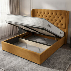 Camden Ottoman Bed - Mustard Fabric with Gas-Lift Storage