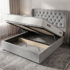 Camden Silver Ottoman Bed with Storage