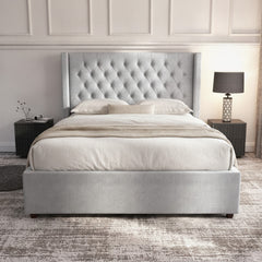Camden Silver Ottoman Bed with Storage