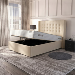 Cream Camden Ottoman Bed with Gas-Lift Storage