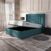 Camden Teal Ottoman Bed with Gas-Lift Storage