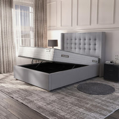 Camden Silver Ottoman Bed with Storage