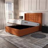 Burnt Orange Camden Ottoman Bed with Gas-Lift Storage