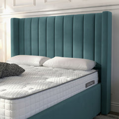 Carlton New Teal Ottoman Bed - Gas-Lift Storage