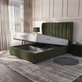 Carlton Olive Ottoman Bed with Gas-Lift Storage