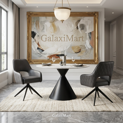 Casa 120cm Black & White Round Dining Table with Enrica Swivel Dining Chairs