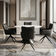 Casa 120cm Black & White Round Dining Table with Franca Swivel Chairs