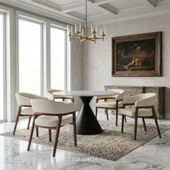 Casa 120cm Black & White Round Dining Table with Zara Chairs