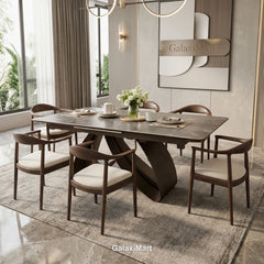 Cheshire Ceramic Extending Dining Table with Fern Walnut Chairs