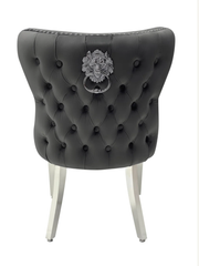 Chelsea Round White Marble Dining Set - Valentino Grey Chairs