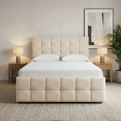 Cream Cube Divan Bed with Storage