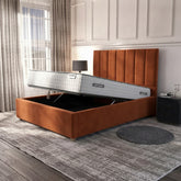 Burnt Orange Cubic Panel Ottoman Bed