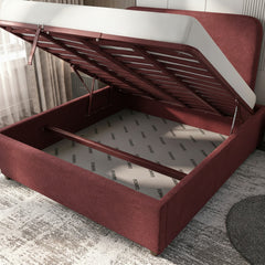 Claret Curb Plain Ottoman Bed