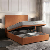 Burnt Orange Curb Plain Ottoman Bed with Storage