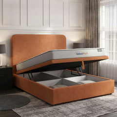 Burnt Orange Curb Plain Ottoman Bed with Storage