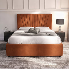 Burnt Orange Deco Panel Ottoman Bed