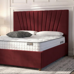 Claret Deco Panel Ottoman Bed | Luxurious Storage Bed