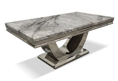 Ariel Grey Marble & Chrome Coffee Table