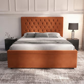 Burnt Orange Hampshire Ottoman Bed with Gas-Lift Storage