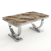 Arianna Brown Marble Chrome Coffee Table