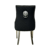 2 X PU Leather Lion Knocker Dining Chairs | Luxury Quilted Design