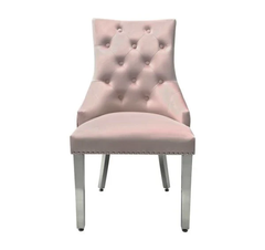 Ariana White Marble Dining Table Set | Majestic Pink Velvet Lion Knocker Chairs | 4 to 10 Seater | 3 Size Options