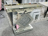 Crushed Diamond Mirrored Console Table - Luxury Glam Hallway Accent