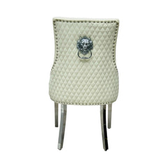 2 X PU Leather Lion Knocker Dining Chairs | Luxury Quilted Design