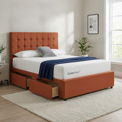 Burnt Orange Mayfair Divan Bed with Storage