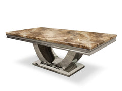 Ariel Brown Marble & Chrome Coffee Table