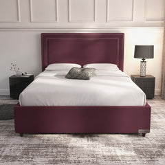Claret Plain Ottoman Bed - Premium Gas-Lift Storage