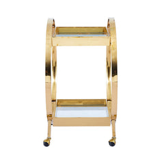 96cm Gold Metal and Clear Glass Drinks Trolley