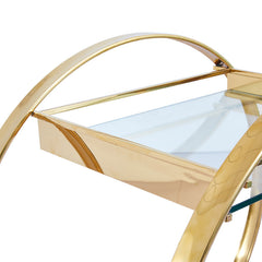 96cm Gold Metal and Clear Glass Drinks Trolley